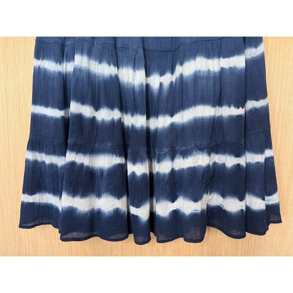 Chaps Tie Dye Gauzy Tiered Maxi Skirt Womens Size Large Blue Boho Festival - Picture 6 of 10